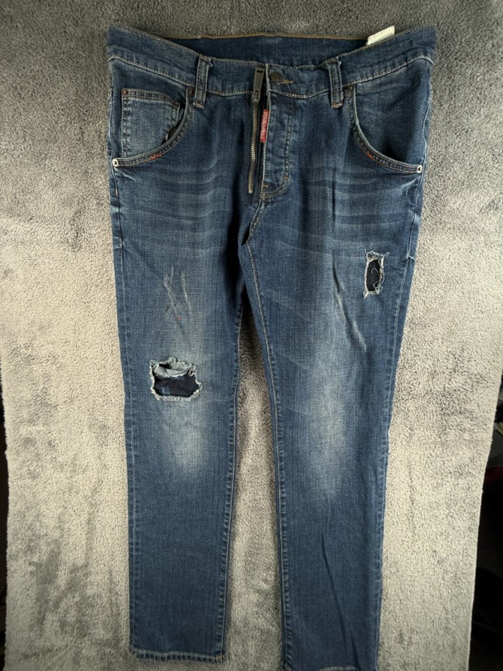 Dsquared2 Jeans Men Denim Urban Italy Made Zipper Embroidered Biker Distressed